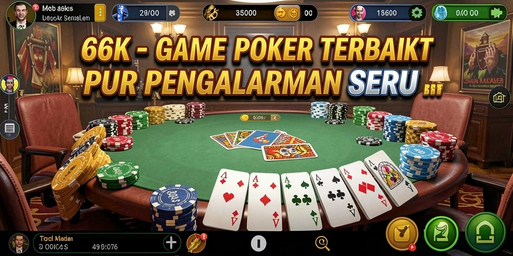 Tampilan gameplay seru dan strategi Poker menantang.