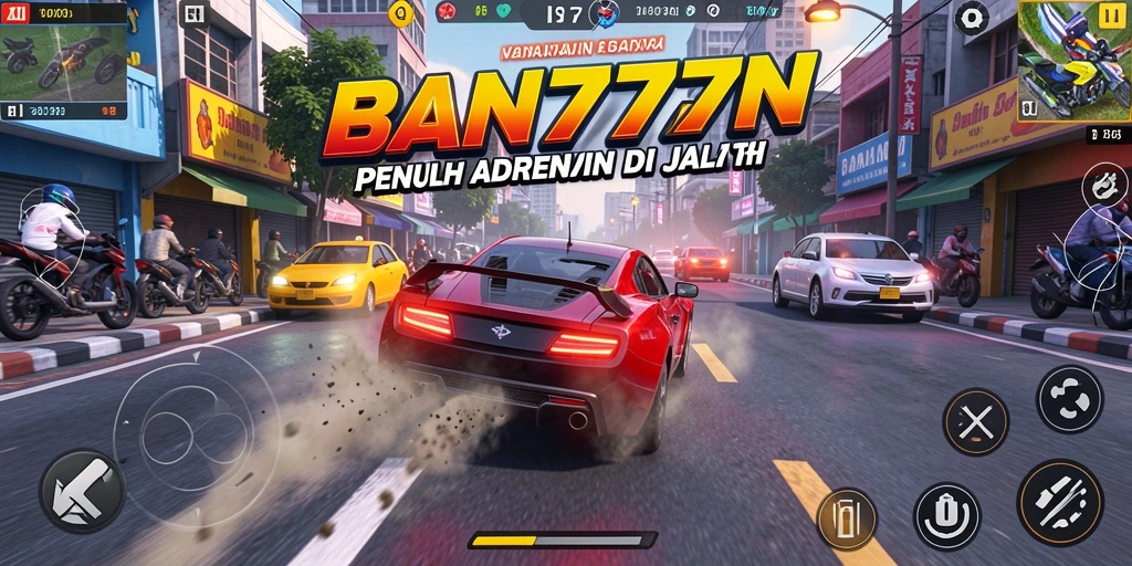 Tangkapan layar menampilkan aksi balapan cepat dan mendebarkan di AN777.