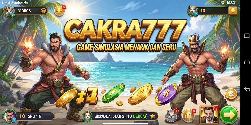 Tangkapan layar utama CAKRA777 menunjukkan gameplay simulasi yang mengasyikkan.