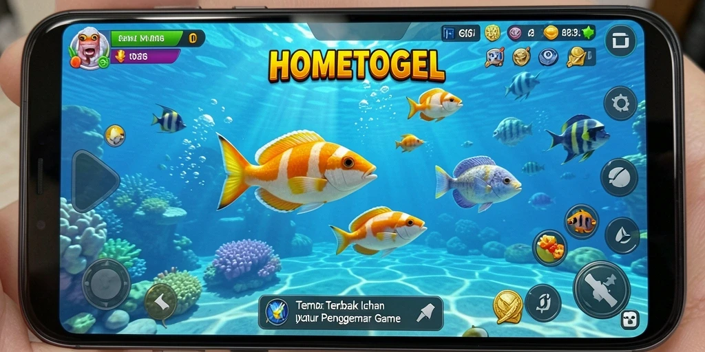Tampilan gameplay HOMETOGEL yang menampilkan aksi Tembak Ikan seru.