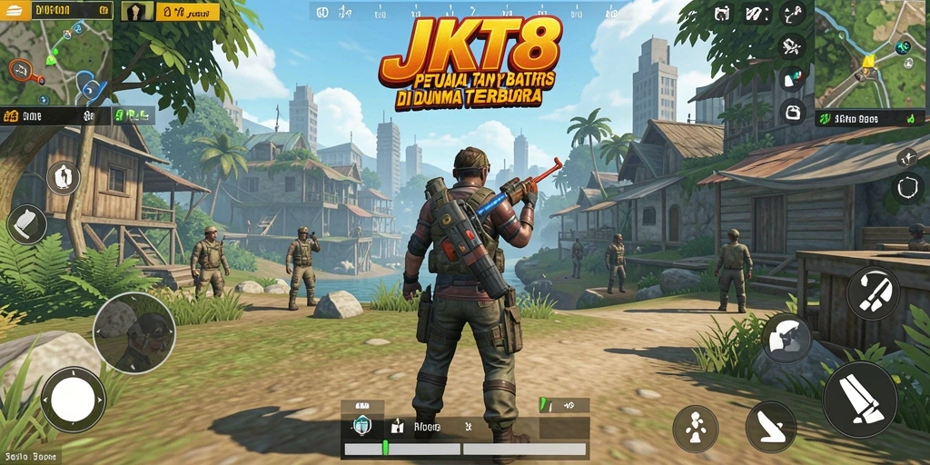 Screenshot JKT8 menampilkan petualangan seru di dunia terbuka.