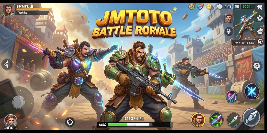 Screenshot JMTOTO menampilkan aksi seru dalam pertempuran Battle Royale.