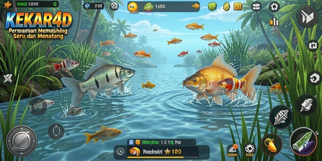 Gameplay KEKAR4D yang menampilkan aksi memancing seru dan menantang.