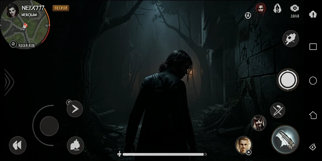 Tangkapan layar NEX777 menampilkan suasana horor yang mencekam dan gameplay yang menantang.