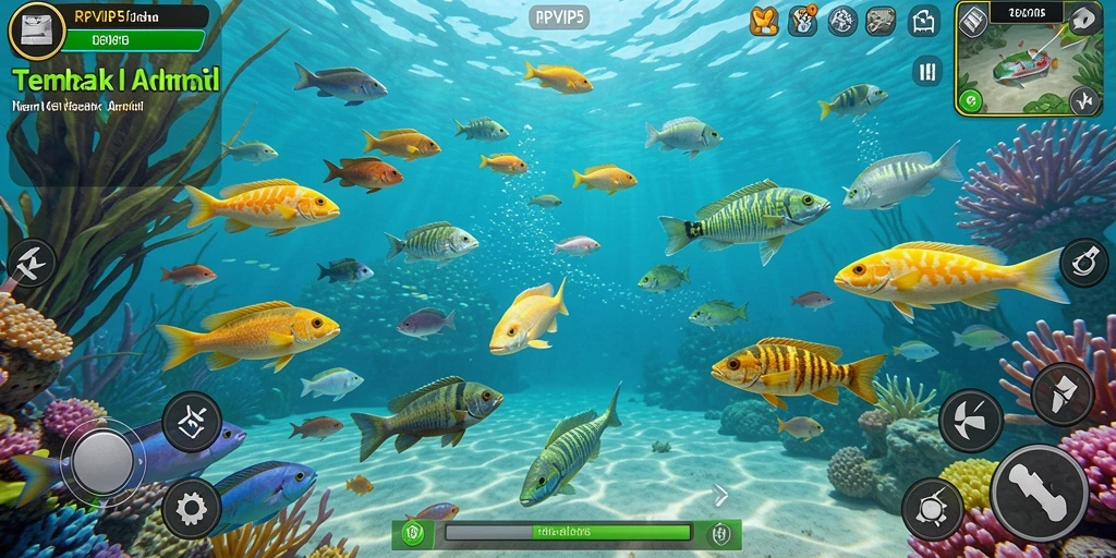 Screenshot gameplay RPVIP5 menampilkan aksi tembak ikan yang seru.