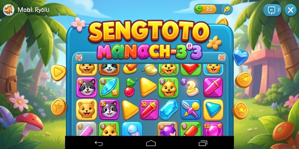 Gameplay SENGTOTO dengan tantangan Match-3 yang seru.