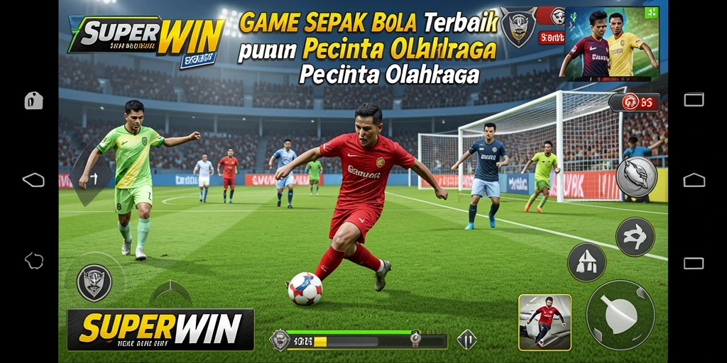Tampilan menarik dari gameplay sepak bola dalam SUPERWIN.