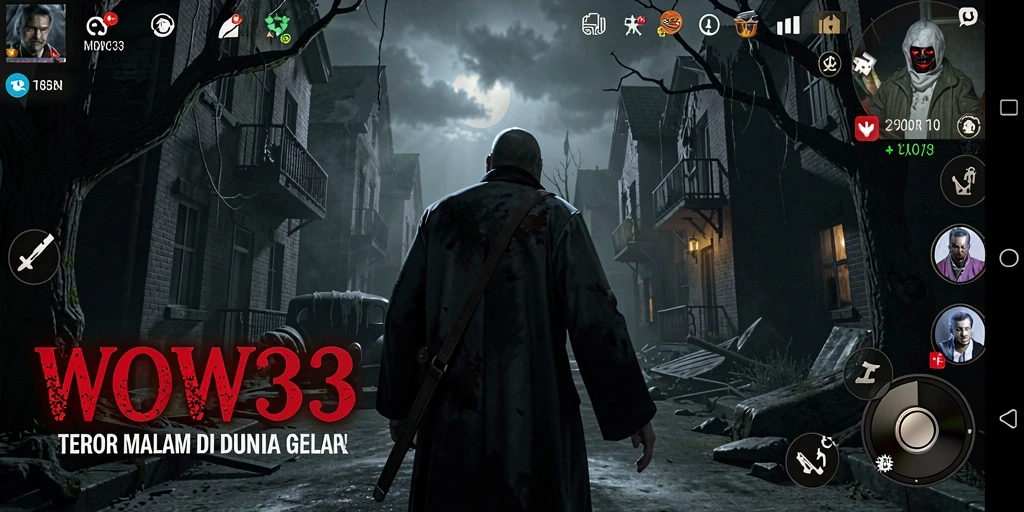 Tangkapan layar dari gameplay seram WOW33 dengan suasana mencekam.